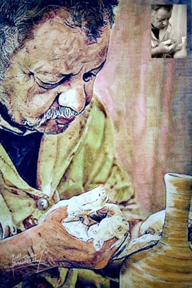 بورتريه صانع تقليدي مغربي يبدع ويتفنن بأنامله الذهبية في صنع آنية طينية…