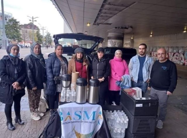 جمعية بسمة BASMA الاجتماعية ببروكسيل تنظم حملة توزيع الوجبات في الشتاء