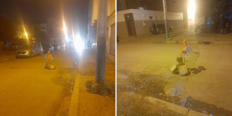 حفرة عميقة تربك السير بحي ولي العهد بأكادير واستغاثة لتدخل عاجل قبل وقوع كارثة